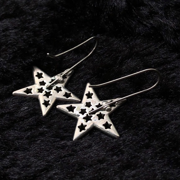 Silver Tone Star Earrings - Picture 8 of 8